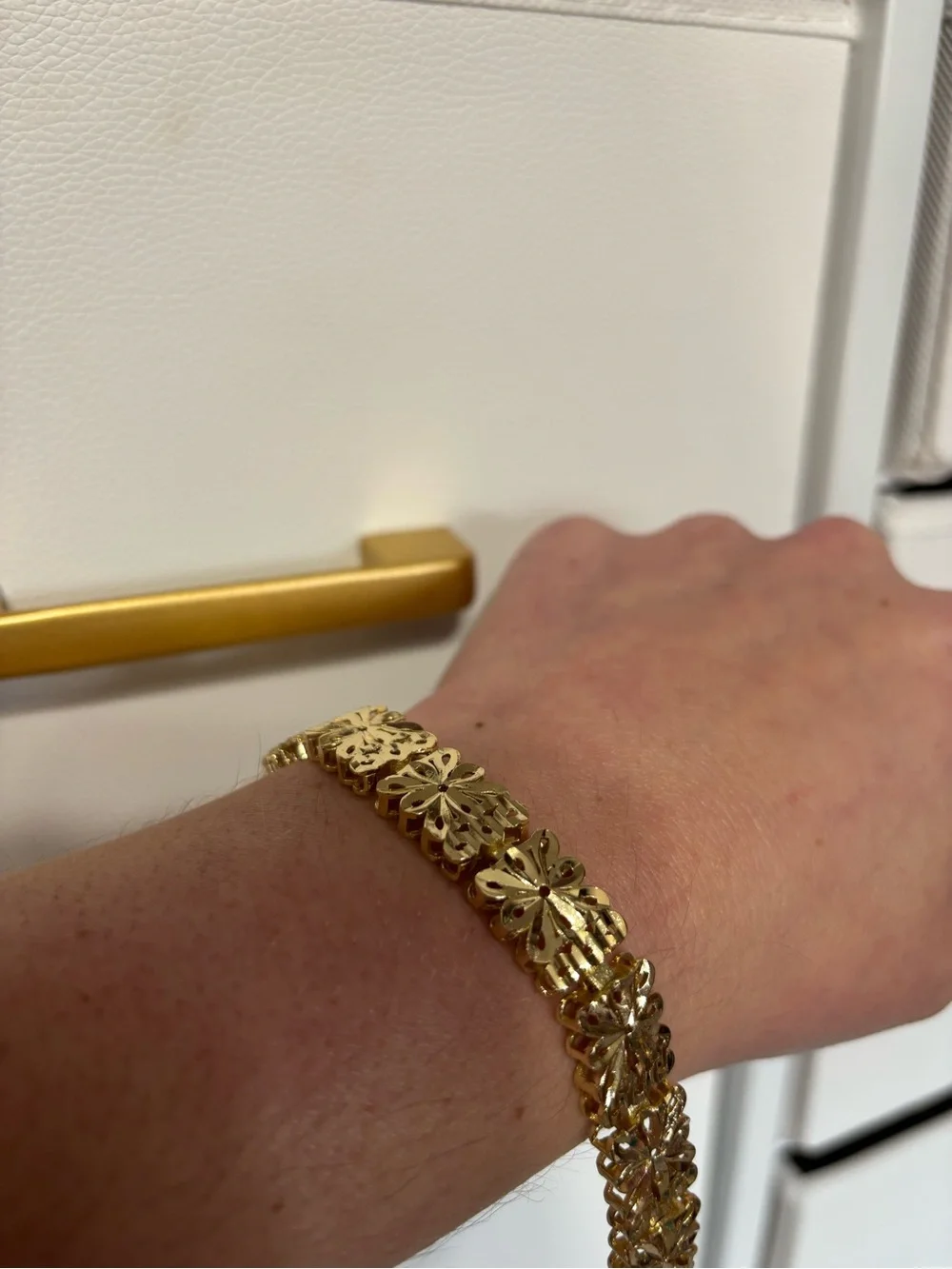 Gold Floral Link Bracelet for Women